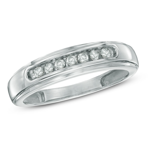 Men's 1/4 CT. T.w. Diamond Comfort Fit Band in 10K White Gold