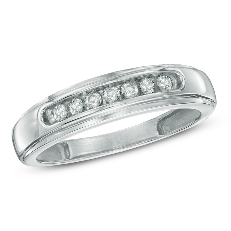 Men's 1/4 CT. T.W. Diamond Comfort Fit Band in 10K White Gold