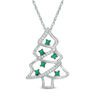 Thumbnail Image 1 of 1/8 CT. T.W. Enhanced Green and White Diamond Christmas Tree Pendant in Sterling Silver