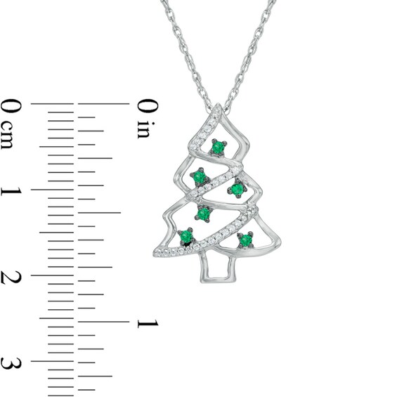 1/8 CT. T.w. Enhanced Green and White Diamond Christmas Tree Pendant in Sterling Silver