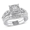 Thumbnail Image 1 of 1/5 CT. T.W. Diamond Cascading Bridal Set in Sterling Silver
