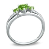 Thumbnail Image 1 of Heart-Shaped Peridot and Diamond Accent Three Stone Promise Ring in 10K White Gold