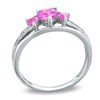 Thumbnail Image 1 of Heart-Shaped Lab-Created Pink Sapphire and Diamond Accent Three Stone Promise Ring in 10K White Gold