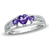 Thumbnail Image 0 of Heart-Shaped Amethyst and Diamond Accent Three Stone Promise Ring in 10K White Gold