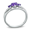 Thumbnail Image 1 of Heart-Shaped Amethyst and Diamond Accent Three Stone Promise Ring in 10K White Gold