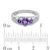 Thumbnail Image 3 of Heart-Shaped Amethyst and Diamond Accent Three Stone Promise Ring in 10K White Gold