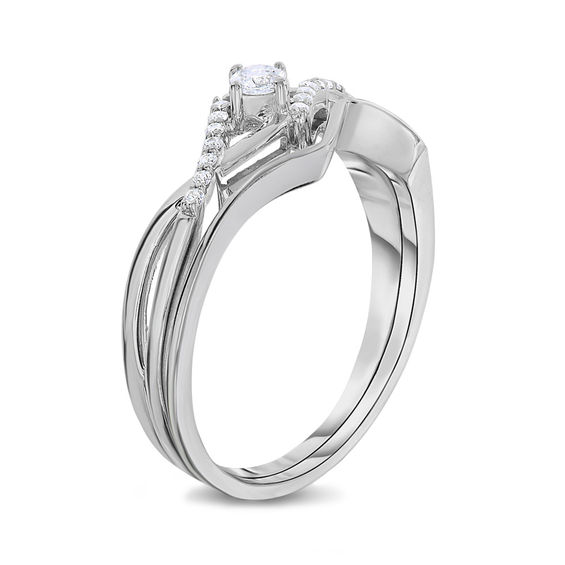 1/6 CT. T.W. Diamond Twist Bridal Set in 10K White Gold 1/6 CT. T.W. Diamond Twist Bridal Set in 10K White Gold