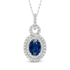 Thumbnail Image 1 of Oval Blue Sapphire and 1/4 CT. T.W. Diamond Pendant in 10K White Gold