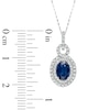 Thumbnail Image 2 of Oval Blue Sapphire and 1/4 CT. T.W. Diamond Pendant in 10K White Gold