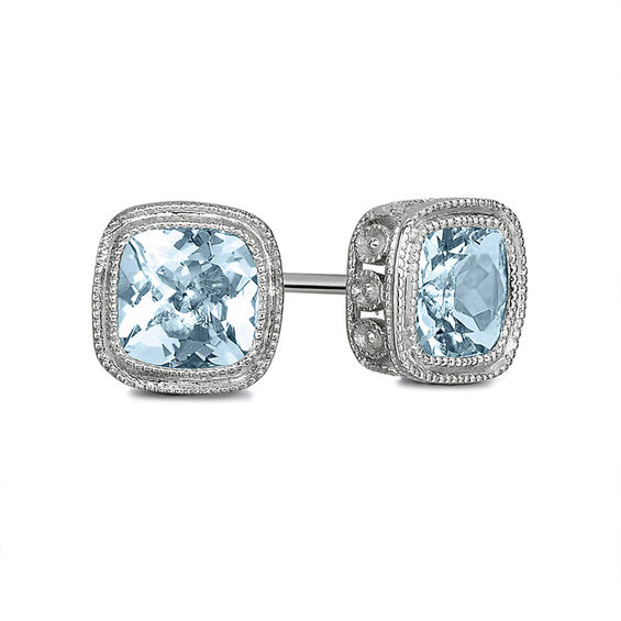 Aquamarine Cushion Cut Earrings