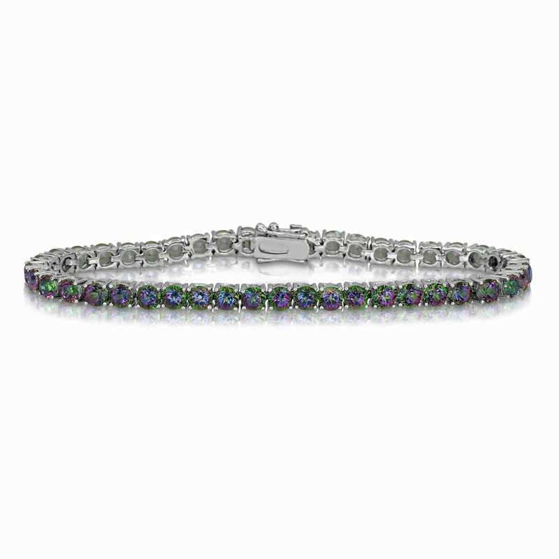 Main Image 1 of 4.0mm Mystic Fire® Topaz Tennis Bracelet in Sterling Silver - 7.25&quot;