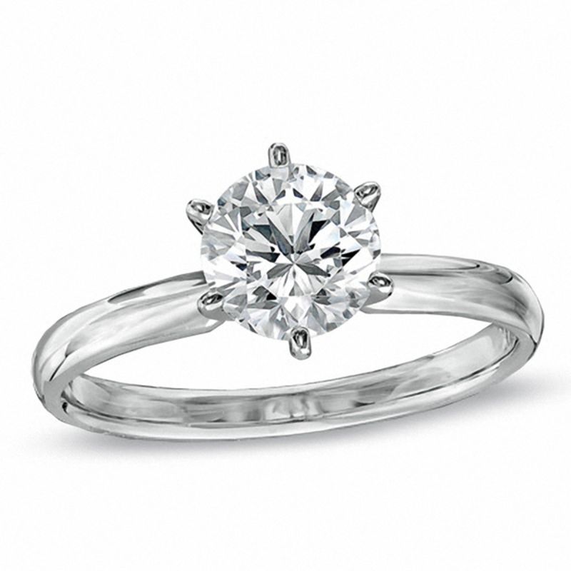 Main Image 1 of 1 CT. Certified Diamond Solitaire Engagement Ring in 14K White Gold (I-J/I2)