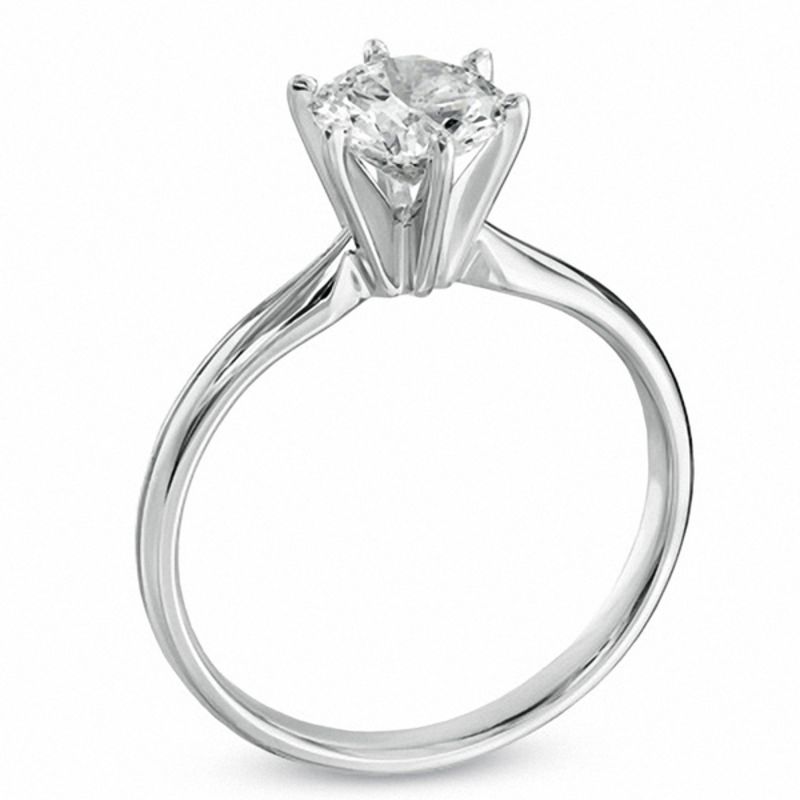 Main Image 2 of 1 CT. Certified Diamond Solitaire Engagement Ring in 14K White Gold (I-J/I2)