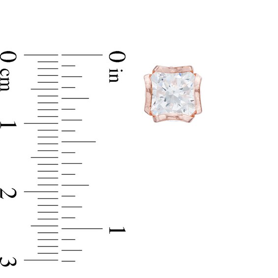 8.0mm Lab-Created White Sapphire Stud Earrings in Sterling Silver with 18K Rose Gold Plate