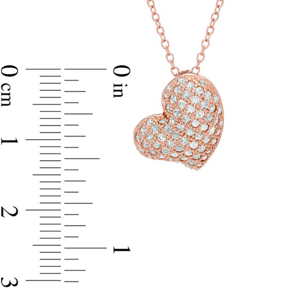 Lab-Created White Sapphire Heart Pendant in Sterling Silver with 18K Rose Gold Plate