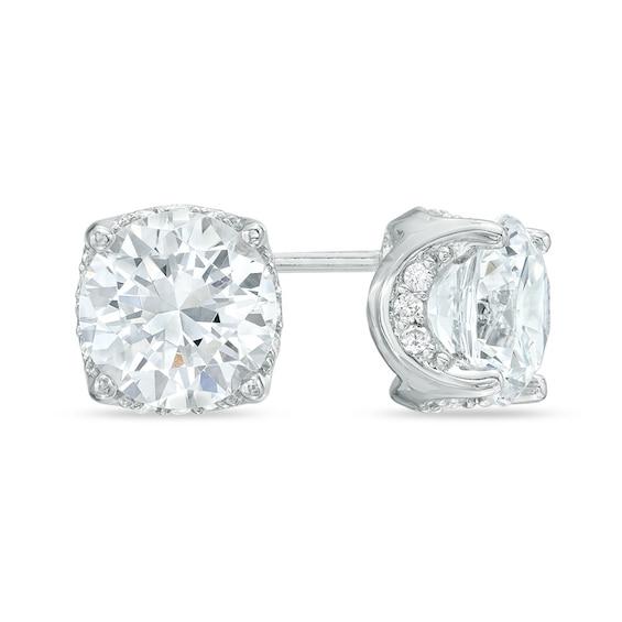 8.0mm Lab-Created White Sapphire Stud Earrings in Sterling Silver