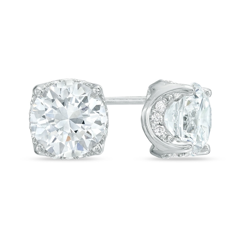 Main Image 1 of 8.0mm Lab-Created White Sapphire Stud Earrings in Sterling Silver