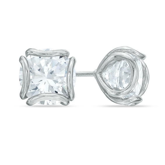 9.0mm Lab-Created White Sapphire Stud Earrings in Sterling Silver