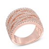 Thumbnail Image 2 of Lab-Created White Sapphire Ring in Sterling Silver with 18K Rose Gold Plate