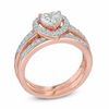 Thumbnail Image 1 of 6.0mm Heart-Shaped Lab-Created White Sapphire Fashion Ring Set in Sterling Silver with 14K Rose Gold