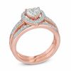 Thumbnail Image 2 of 6.0mm Heart-Shaped Lab-Created White Sapphire Fashion Ring Set in Sterling Silver with 14K Rose Gold