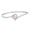 Thumbnail Image 1 of 4.5mm Heart-Shaped Lab-Created White Sapphire Heart Bangle in Sterling Silver with 14K Rose Gold Plate