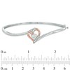 Thumbnail Image 2 of 4.5mm Heart-Shaped Lab-Created White Sapphire Heart Bangle in Sterling Silver with 14K Rose Gold Plate