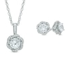Thumbnail Image 1 of Lab-Created White Sapphire Flower Pendant and Earrings Set in Sterling Silver