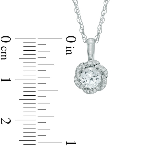 Lab-Created White Sapphire Flower Pendant and Earrings Set in Sterling Silver