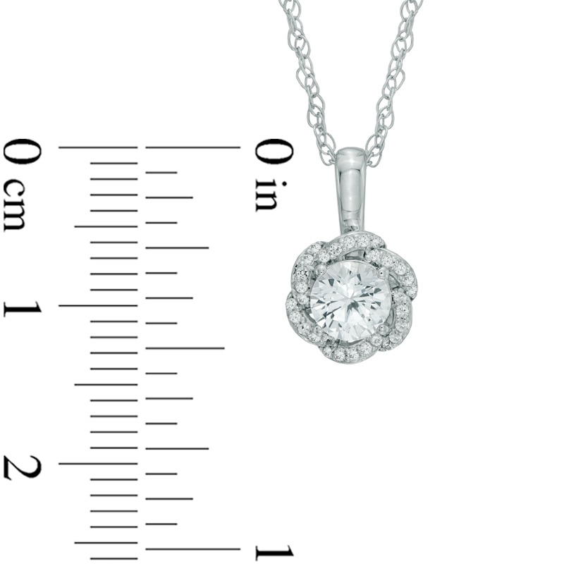 Main Image 2 of Lab-Created White Sapphire Flower Pendant and Earrings Set in Sterling Silver