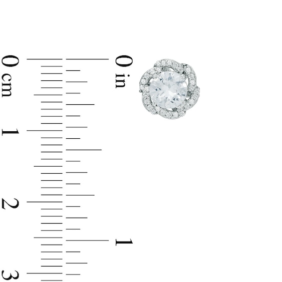 Lab-Created White Sapphire Flower Pendant and Earrings Set in Sterling Silver