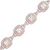 Thumbnail Image 1 of 5.5mm Cushion-Cut Lab-Created White Sapphire Bracelet in Sterling Silver with 18K Rose Gold Plate - 7.25&quot;