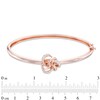 Thumbnail Image 2 of Lab-Created White Sapphire Knot Bangle in Sterling Silver with 18K Rose Gold Plate