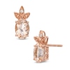 Thumbnail Image 1 of Oval Morganite and Diamond Accent Leaf Stud Earrings in 10K Rose Gold