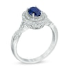 Thumbnail Image 1 of Oval Lab-Created Blue and White Sapphire Double Frame Ring in 10K White Gold