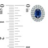 Thumbnail Image 2 of Oval Lab-Created Blue and White Sapphire Frame Stud Earrings in 10K White Gold