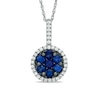 Thumbnail Image 1 of Lab-Created Blue and White Sapphire Frame Pendant in Sterling Silver