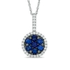 Thumbnail Image 0 of Lab-Created Blue and White Sapphire Frame Pendant in Sterling Silver