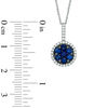 Thumbnail Image 1 of Lab-Created Blue and White Sapphire Frame Pendant in Sterling Silver