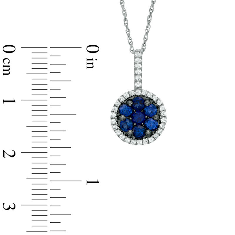 Main Image 2 of Lab-Created Blue and White Sapphire Frame Pendant in Sterling Silver