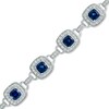 Thumbnail Image 1 of Cushion-Cut Lab-Created Blue and White Sapphire Bracelet in Sterling Silver - 7.25"