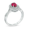 Thumbnail Image 2 of Oval Lab-Created Ruby and White Sapphire Double Frame Ring in 10K White Gold
