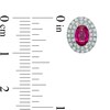 Thumbnail Image 2 of Oval Lab-Created Ruby and White Sapphire Frame Stud Earrings in 10K White Gold
