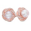 Thumbnail Image 0 of 7.0 - 7.5mm Pink Cultured Freshwater Pearl and Lab-Created White Sapphire Stud Earrings in 10K Rose Gold