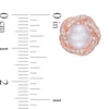 Thumbnail Image 1 of 7.0 - 7.5mm Pink Cultured Freshwater Pearl and Lab-Created White Sapphire Stud Earrings in 10K Rose Gold