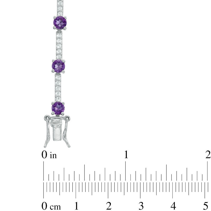 Main Image 2 of 4.0mm Amethyst and Lab-Created White Sapphire Bracelet in Sterling Silver - 7.25&quot;