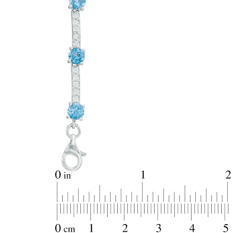 Swiss Blue Topaz and Lab-Created White Sapphire Necklace in Sterling Silver - 17"