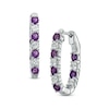 Thumbnail Image 1 of Amethyst and White Topaz Inside-Out Hoop Earrings in Sterling Silver