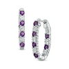 Thumbnail Image 0 of Amethyst and White Topaz Inside-Out Hoop Earrings in Sterling Silver