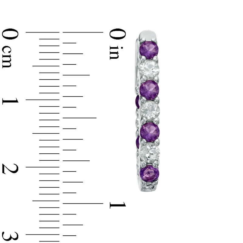 Main Image 2 of Amethyst and White Topaz Inside-Out Hoop Earrings in Sterling Silver